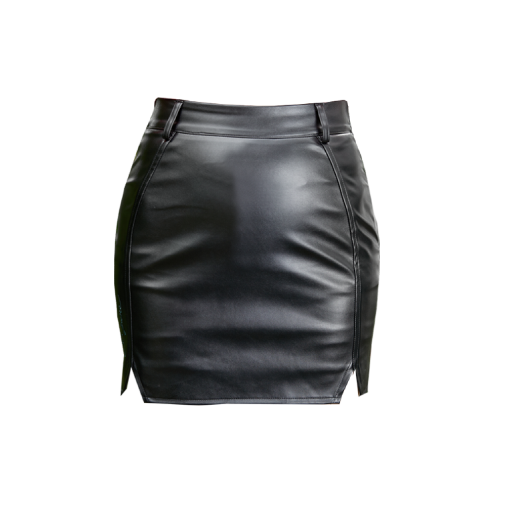 [JJA] 제이제인 레더 더블 슬릿 스커트 Leather double slit skirt (Black) J347HSK021BK