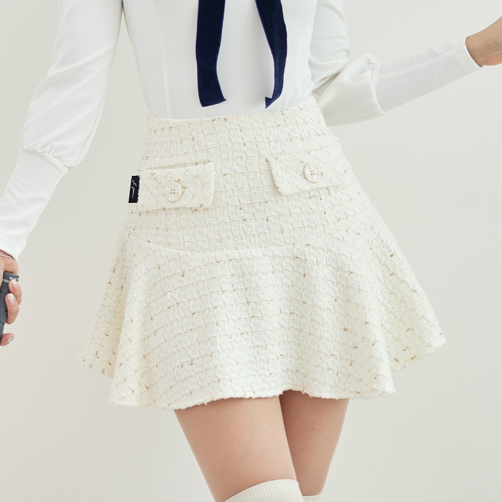 [JJA] 제이제인 트위드 플라워 스커트 Tweed flower skirt (White) J364SK04WH
