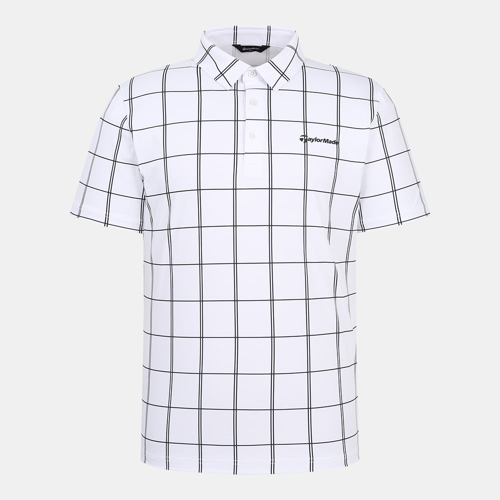 [테일러메이드] 남성 그리드 패턴 카라 반팔 티셔츠 TMTYM2144-100